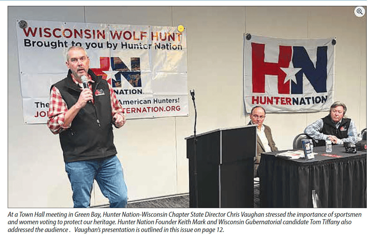 Screenshot from On Wisconsin Outdoors issue: Hunter Nation’s Chris Vaughan leads the message in Green Bay: hunters vote, heritage wins.